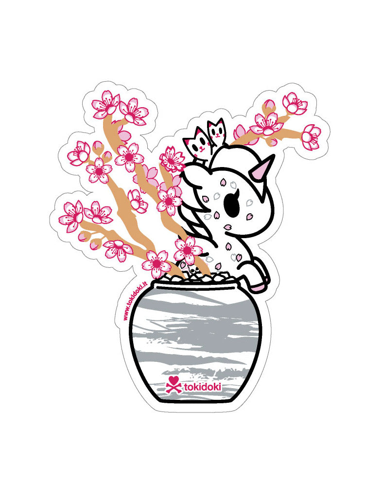 Cherry Blossom Hanami Unicorno Die Cut Sticker